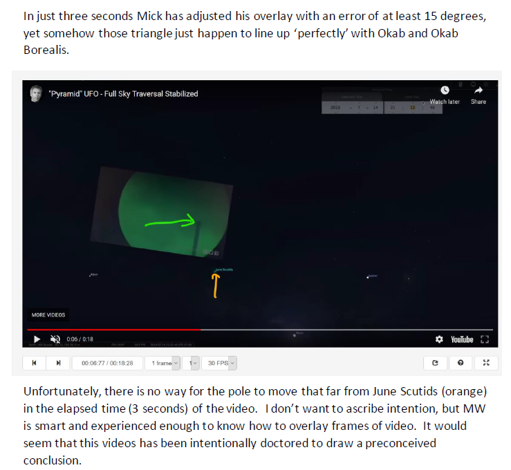 8. Three seconds later the pole is in position for the match with Okab, but it has moved 15 degrees from its original location, not what we would see in a stabilized video.