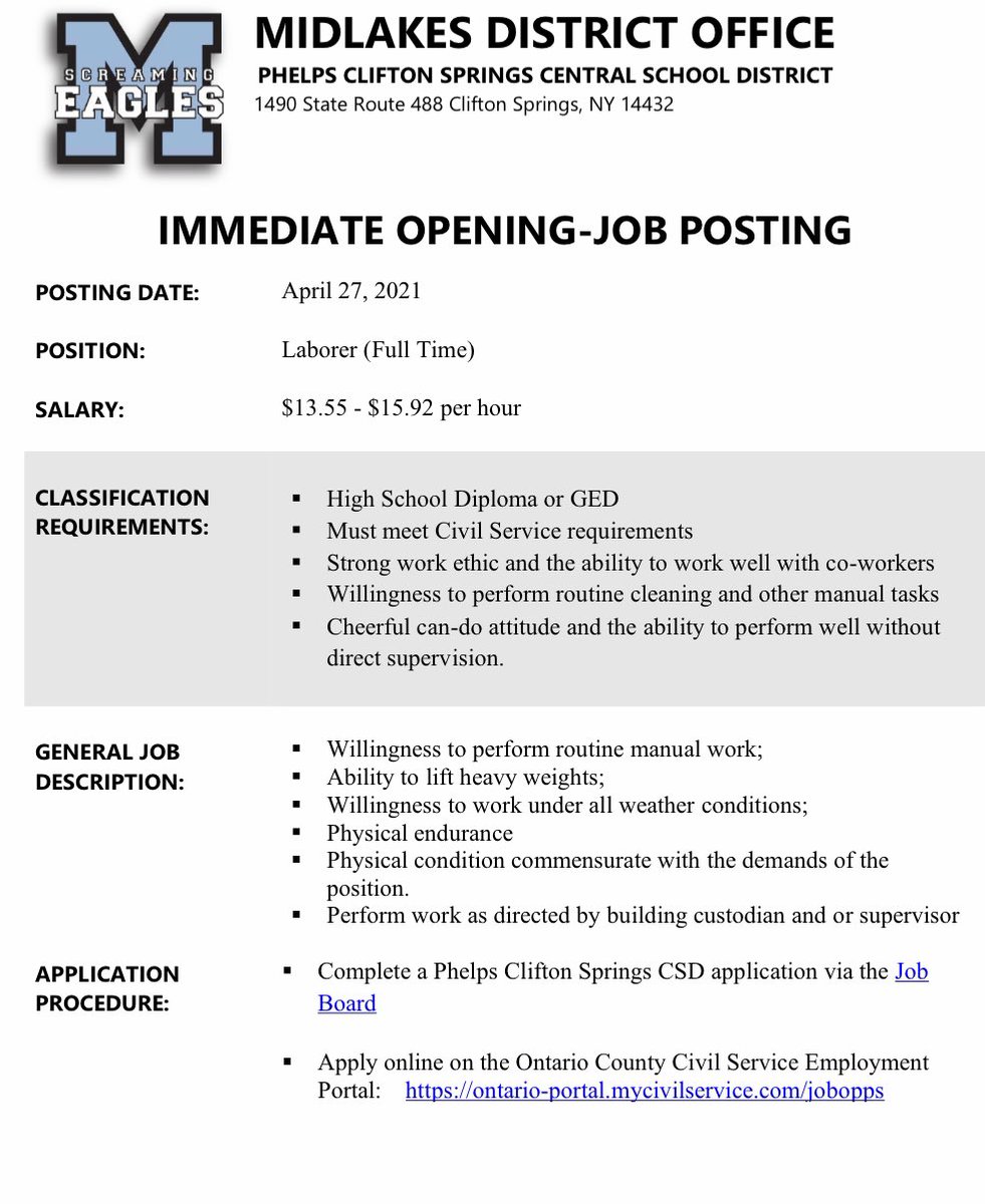 Midlakes is looking for some help!