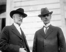 This was often in contrast to an ecclesiastical leadership who were increasingly Republican, and often vocally so. The biggest conflicts came when Utah voted for FDR four consecutive times, each over the vehement objections of church president Heber Grant (pictured w/Smoot). /3