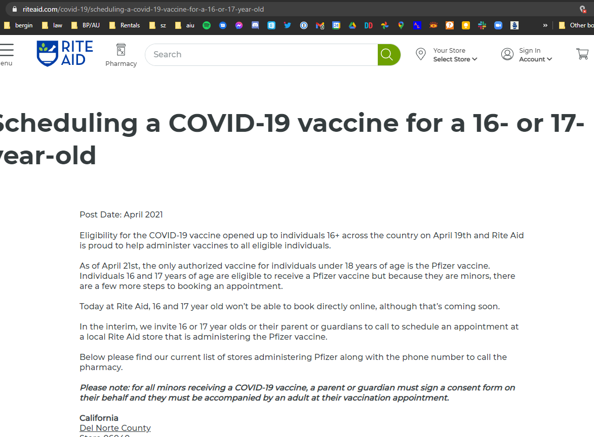 solemneyed's tweet photo. @riteaid Your website says to call the store to schedule shots for 16&amp;17 year olds. I called the store and they say they are not able to schedule over the phone. What part of this system is broken? https://t.co/AXvXV4PEzP