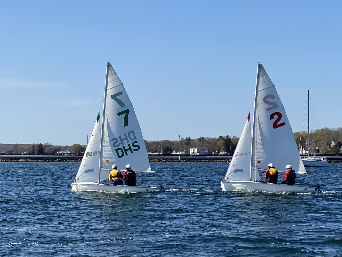 SailingDhs's tweet photo. The 2021 DHS Sailing season is off to an excellent start! Safety drills are now complete for all athletes and we are up and running. Six boats on the water today for tryouts. Great group this year! https://t.co/GtdFatJT4l