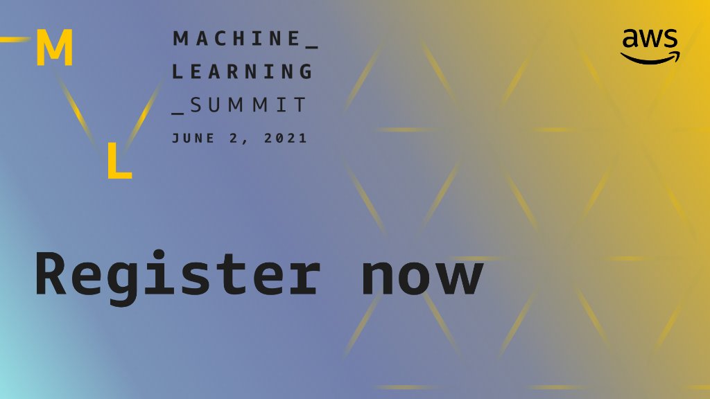 awscloud's tweet photo. 📣 Join us 6/2 for the #AWS Machine Learning Summit, featuring 30+ sessions, live Q&amp;A, and more. Register for free 👉https://t.co/vbWPDx3vn7 https://t.co/EDgd8goCzY