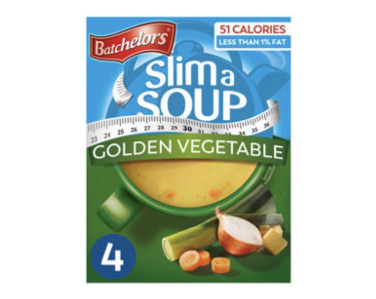 Slim-A-Soupthese are a regular safe food for methese flavours are only 51-53 calories, there are other flavours including meat ones for those who eat itquick and easy to make