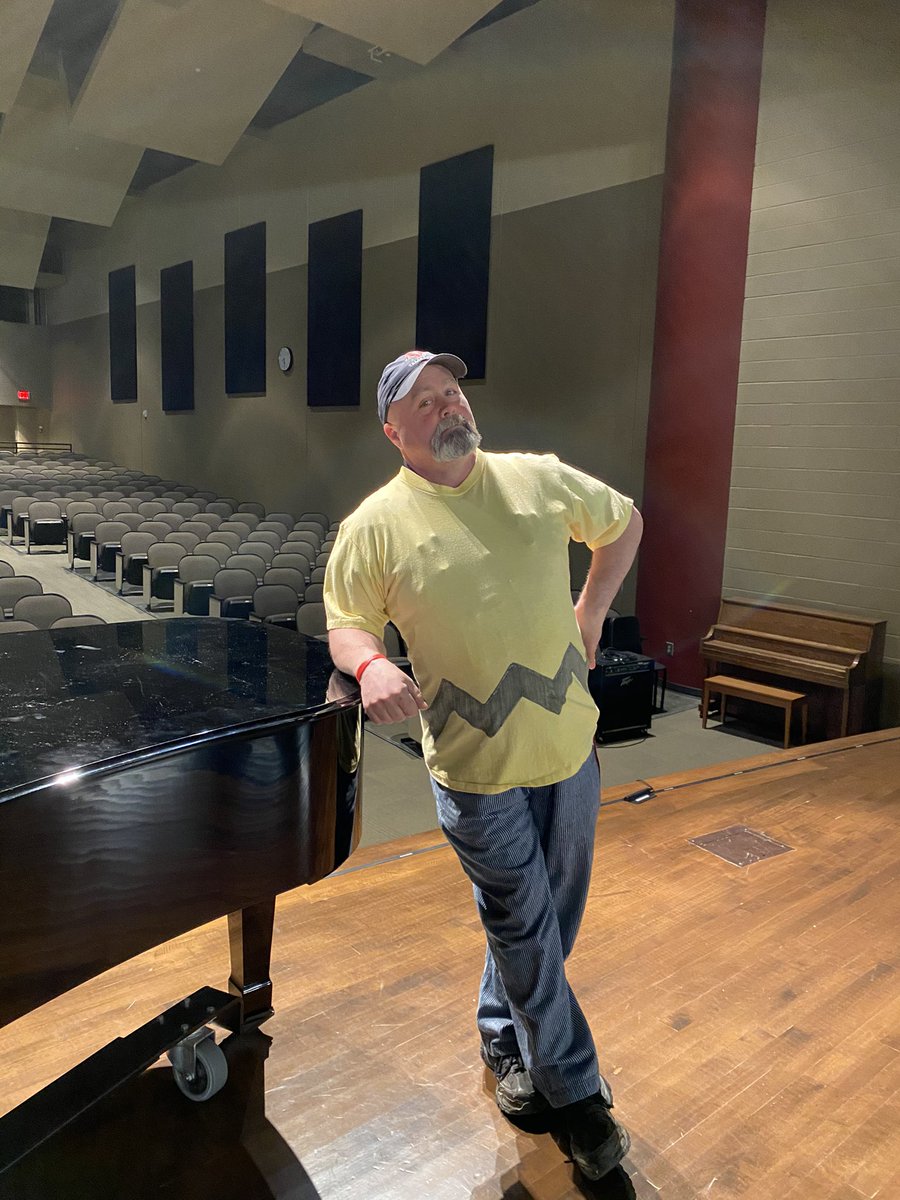 TruaxAmy's tweet photo. Mr. Watter’s is embracing his inner Charlie Brown!  A show not to be missed!  May 14 at 7 pm and May 16 at 2pm at AP auditorium. https://t.co/M51M9jl61f