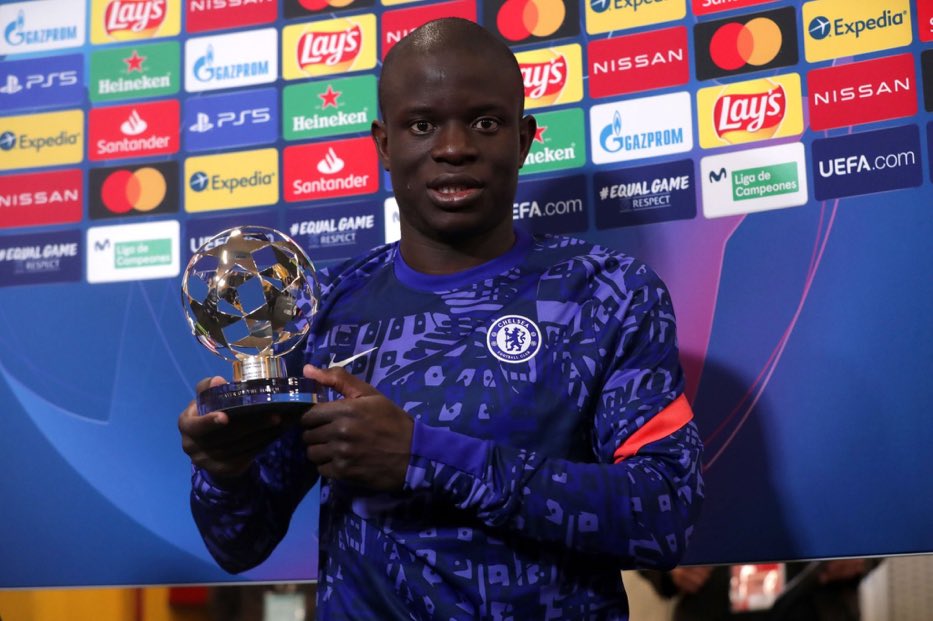ChelseaFrance's tweet photo. N’Golo Kanté élu homme du match. #UCL https://t.co/31lWK8Ng8A