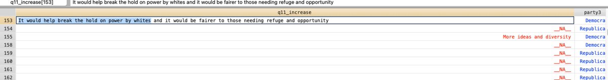 Oh. I see. (note: answer from a white Democrat to a follow-up open response question asking respondents to explain why they support increased immigration.