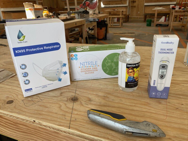 ORTradeswomen's tweet photo. Thanks to the Oregon Department of Human Services COVID-19 Response Recovery Unit (CRRU) for all the PPE provided for our class participants! Thermometers, sanitizer, face masks, shields, and more! Can you tell we love safety? #odhs #covid19 #safety #tradeswomen #thankyou https://t.co/UvEdQuT0pE