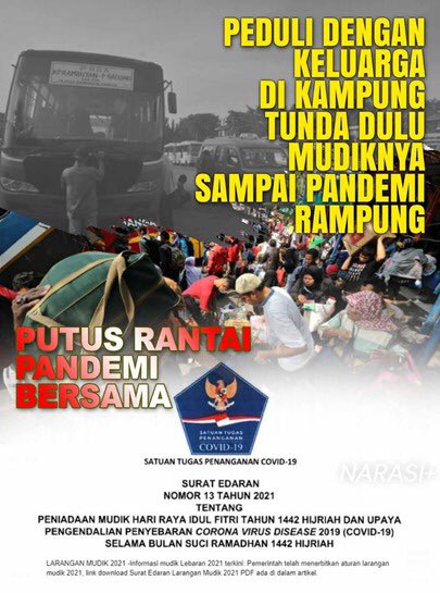 Walaupun hati rindu sekali, ini tandanya kamu peduli. Tunda dulu pulang kampung hingga nanti pandemi rampung.
#JanganPaksakanMudik
Silaturahmi Secara Online