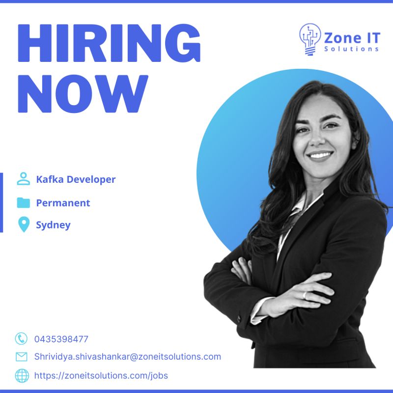 ZoneITSolutions's tweet image. We are looking for a Full-Time Kafka Developer in Sydney.
Apply now by sharing your resume at shrividya.shivashankar@zoneitsolutions.com
📲0435398477 to know more.
#zoneitsolutions #kafka #hadoopdeveloper #sydneyjobs#itjobs #hiring #jobopening #urgentrequirement #nowhiring #jobs
