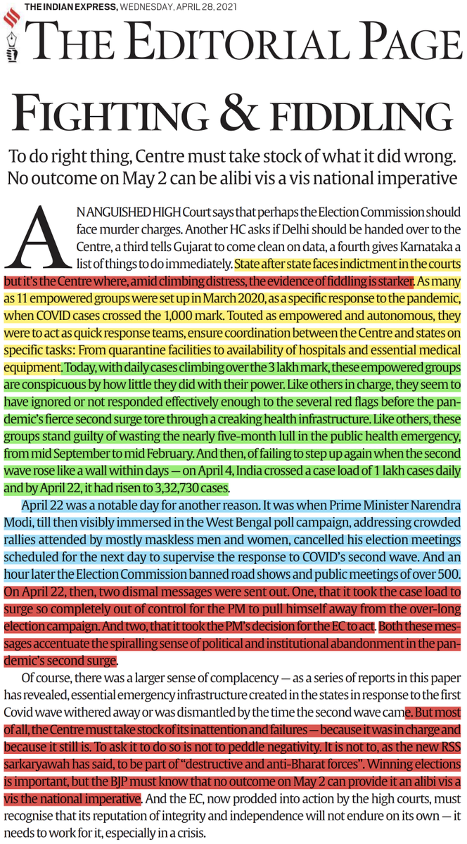 Devastatingly blunt editorial: "it’s the Centre where, amid climbing distress, the evidence of fiddling is starker"."Centre must take stock of its inattention and failures — because it was in charge and because it still is"