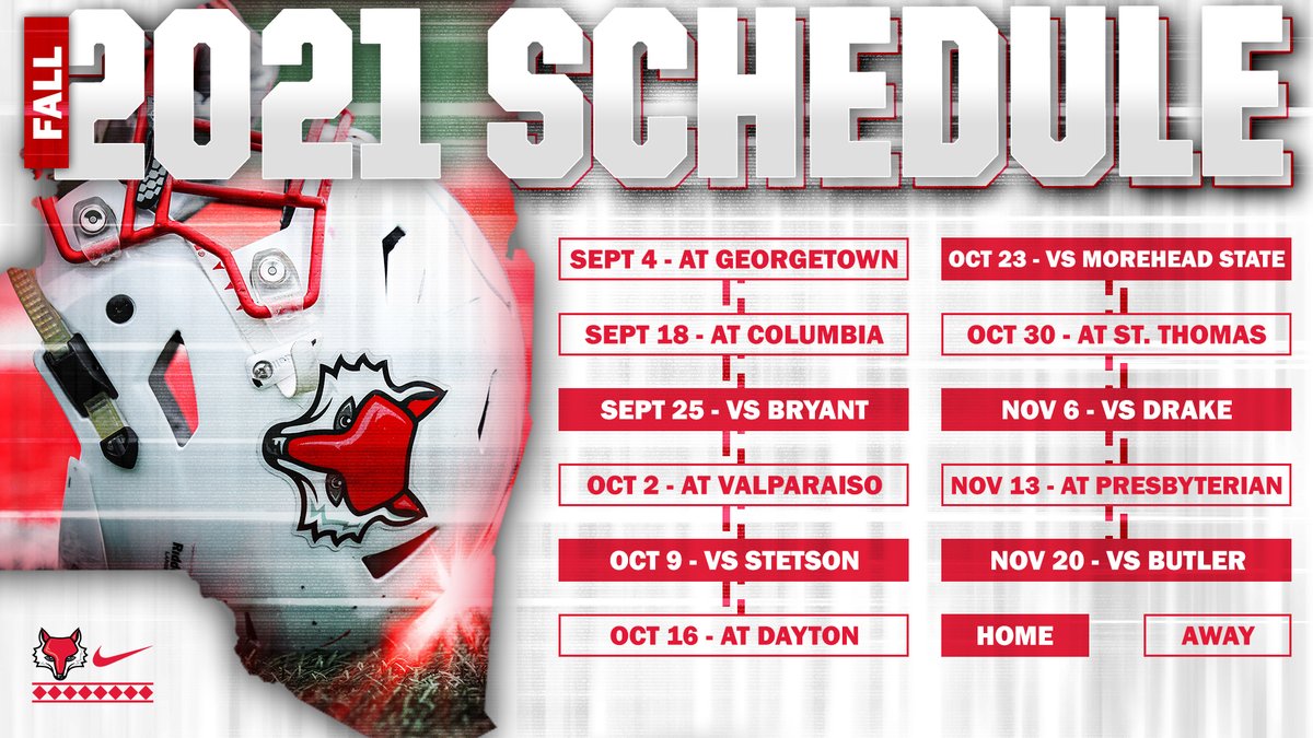 1⃣1⃣ games
8⃣ PFL contests
2⃣ first-time opponents

Our 2021 schedule is here 🔽

#GoRedFoxes #DefendTheDen