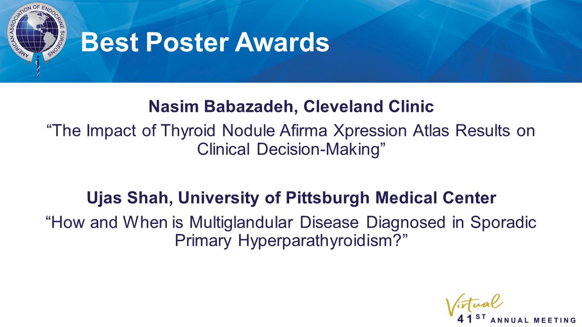 American Association of Endocrine Surgeons (@theaaes) on Twitter photo Congratulations to our two #AAES2021 Best Poster Award winners:
Nasim Babazadeh from Cleveland Clinic <a href="/NasimTBabazadeh/">Nasim Babazadeh</a> <a href="/ClevelandClinic/">Cleveland Clinic</a>
Ujas Shah from University of Pittsburgh Medical Center <a href="/UjasShahMD/">Ujas Shah MD</a> <a href="/UPMC/">UPMC</a> <a href="/PittEndoSurg/">Pitt Endocrine Surgery</a>
Let's give them both a round of applause! 👏👏 Congratulations to our two #AAES2021 Best Poster Award winners:
Nasim Babazadeh from Cleveland Clinic <a href="/NasimTBabazadeh/">Nasim Babazadeh</a> <a href="/ClevelandClinic/">Cleveland Clinic</a>
Ujas Shah from University of Pittsburgh Medical Center <a href="/UjasShahMD/">Ujas Shah MD</a> <a href="/UPMC/">UPMC</a> <a href="/PittEndoSurg/">Pitt Endocrine Surgery</a>
Let's give them both a round of applause! 👏👏