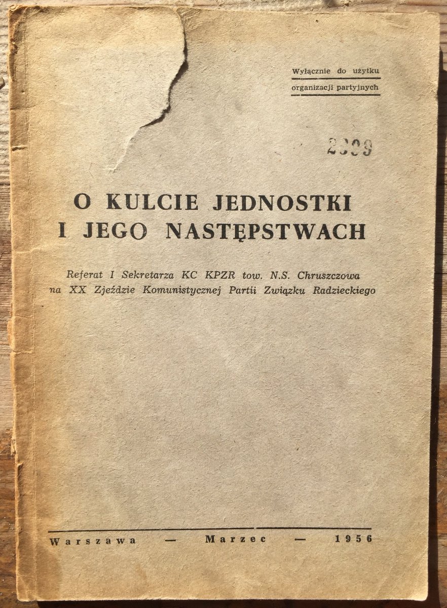 one of Angleton's early victories was obtaining (through Shin Bet) a Polish version of Nikita Khrushchev's "secret speech" in 1956, "On the Cult of Personality and Its Consequences"