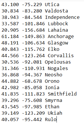 laughingmanreal's tweet photo. @DaveScheidt @RE_Games no luck with mapping, but check out what I found by listing each town name in the order the coordinates were given https://t.co/JbgwzMTRgM