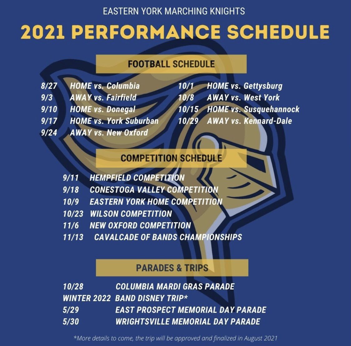 A few things might change, but as of right now our performance schedule for the fall looks pretty solid! Let’s get this season going!