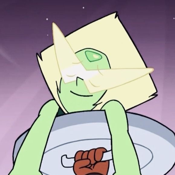Tubbo ; Peridot haha short (/j /lh) peridot is what was describer as a " modern day gem " peridot used to have hand enhancers ,, ( technology ) Tubbo seems like a technology person, and i feel like he knows a lot,, she was a villain at first but after a good while she learnt+//