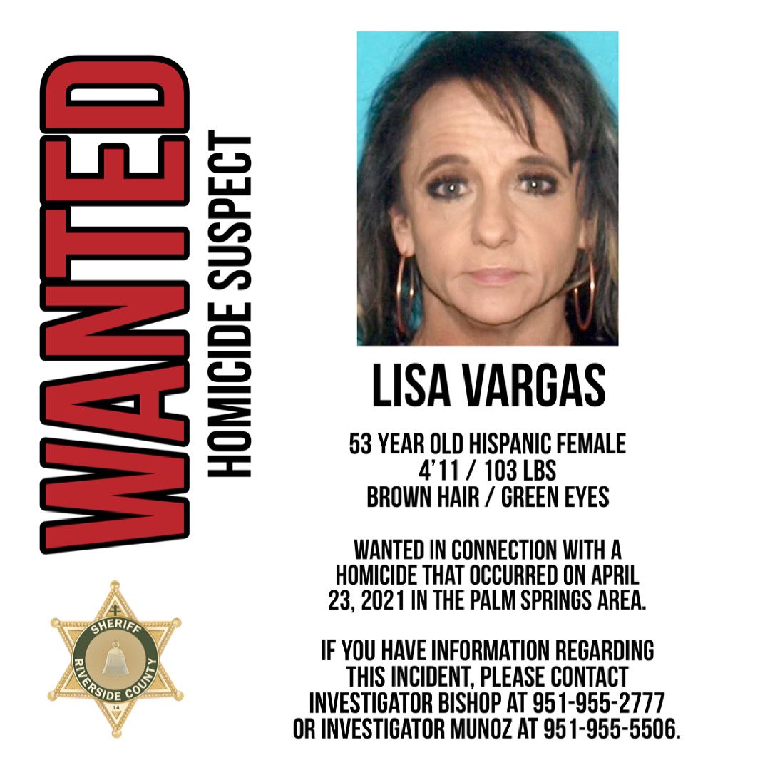 Lisa Vargas is wanted in connection with a homicide that occurred on 4/23/21 in...
