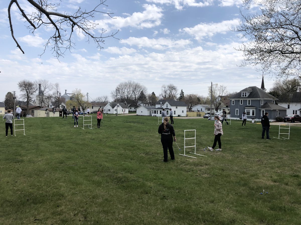 Ag Mech students learned a bit about plumbing and put their PVC knowledge to use in a fun way by making ladder golf games. They needed a test run today! #GoodhueSchool
