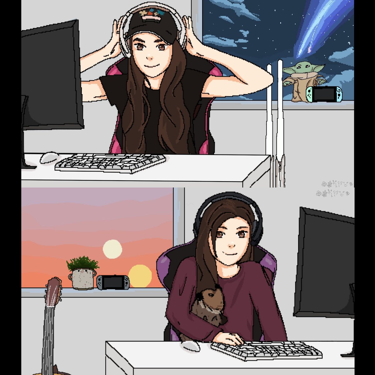 ConfusedMerrell's tweet image. i havent posted a drawing in a while and had some concepts i wanted to try so heres some quick sketches♡

concepts:
-merrell twins live pixel
-prom knight as an animated film
-carol as a studio ghibli character
-bonk

@VanessaMerrell @veronicamerrell @MerrellTwins