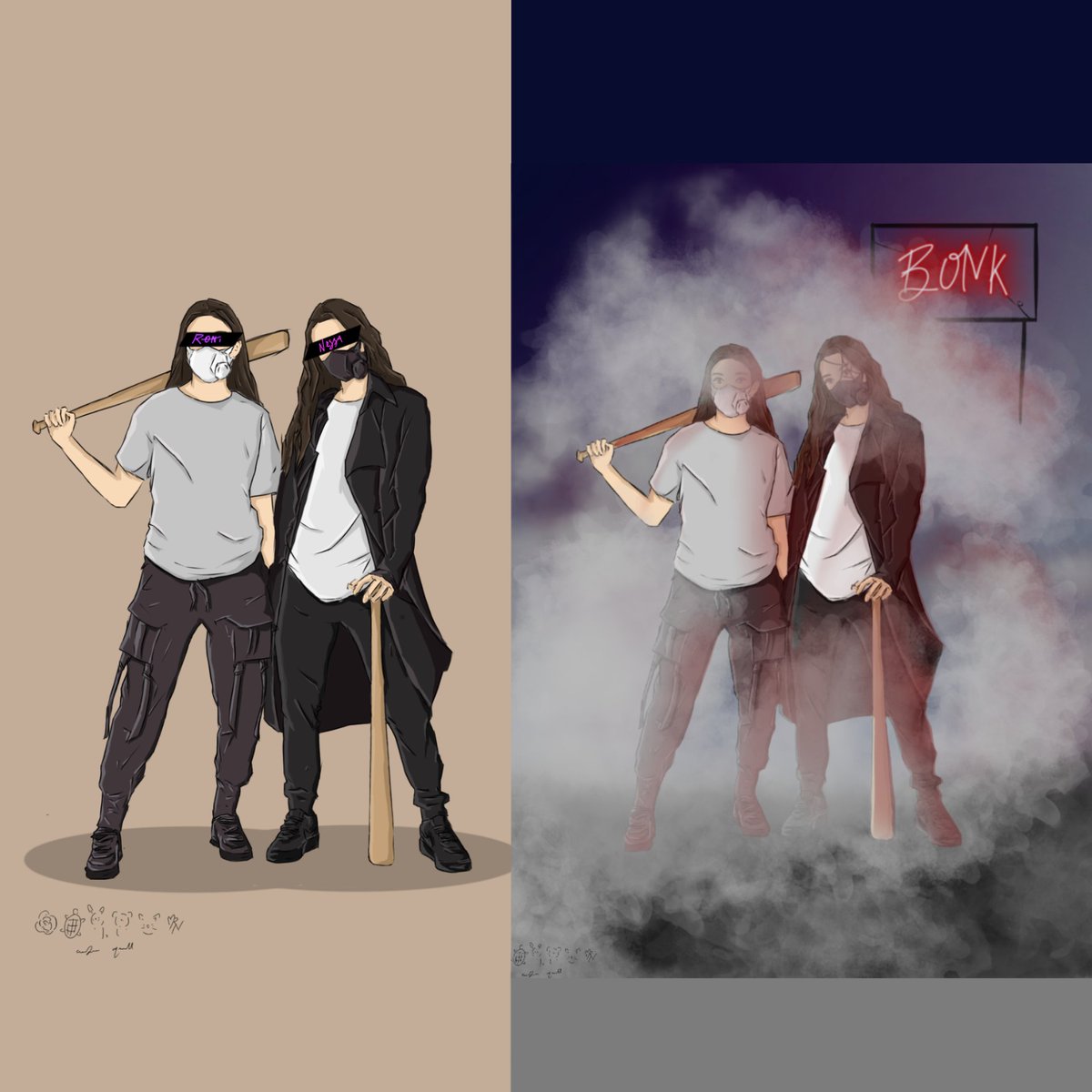 ConfusedMerrell's tweet image. i havent posted a drawing in a while and had some concepts i wanted to try so heres some quick sketches♡

concepts:
-merrell twins live pixel
-prom knight as an animated film
-carol as a studio ghibli character
-bonk

@VanessaMerrell @veronicamerrell @MerrellTwins