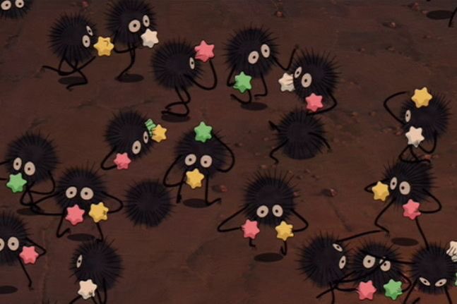 Soot SpritesThe cutest additions to the beginning and ending of the movie deserve some love if a pack of Studio Ghibli items ever hit the shelves. Known as Kamaji’s helpers in the boiler room. With the comic reliefs of the boiler room scenes. Would be cute individual decorations
