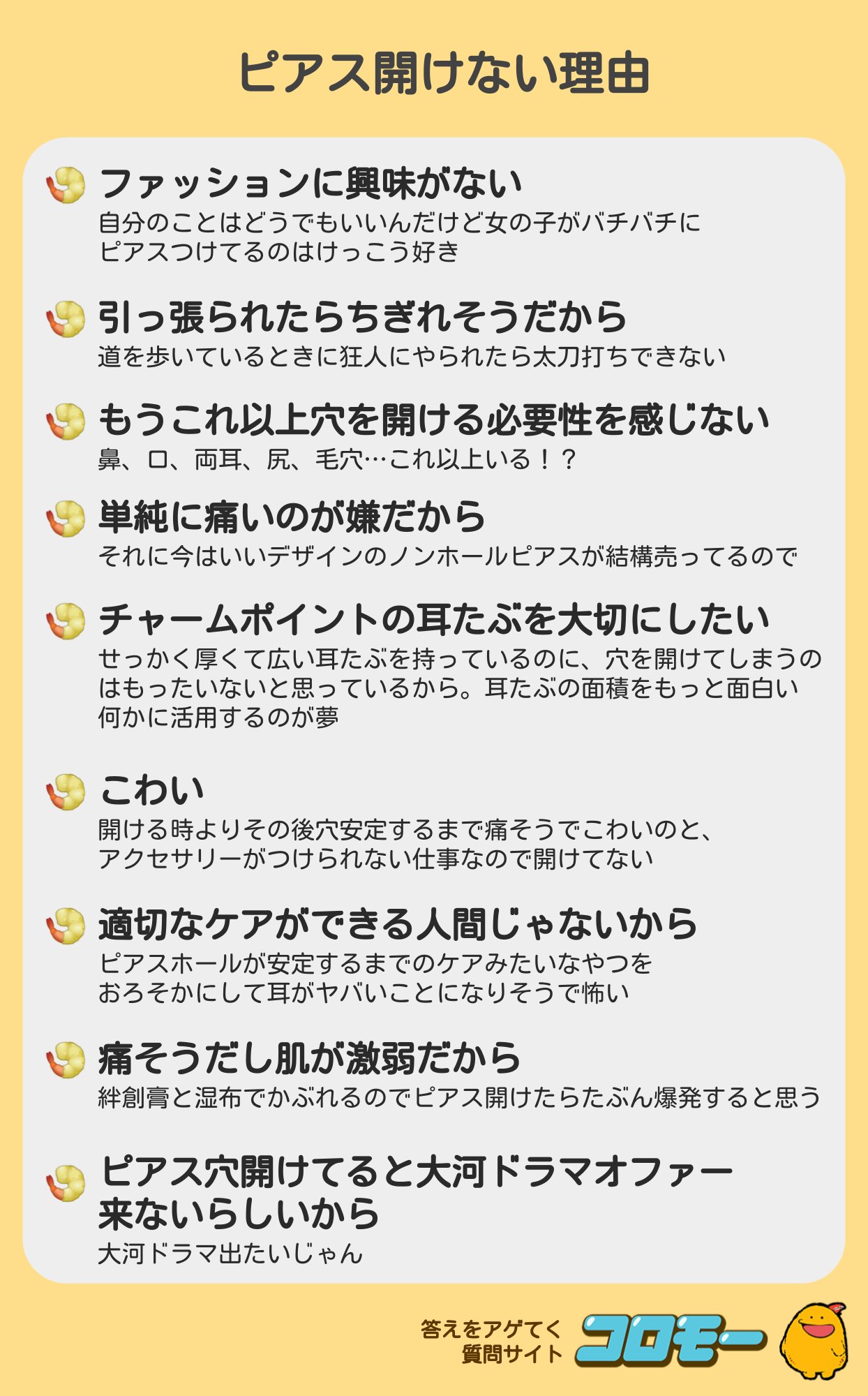 コロモー みんながアゲてくれた ピアスを開けた理由 と 開けない理由 コロモー みんながアゲてくれた ピアスを開けた理由 と 開けない理由