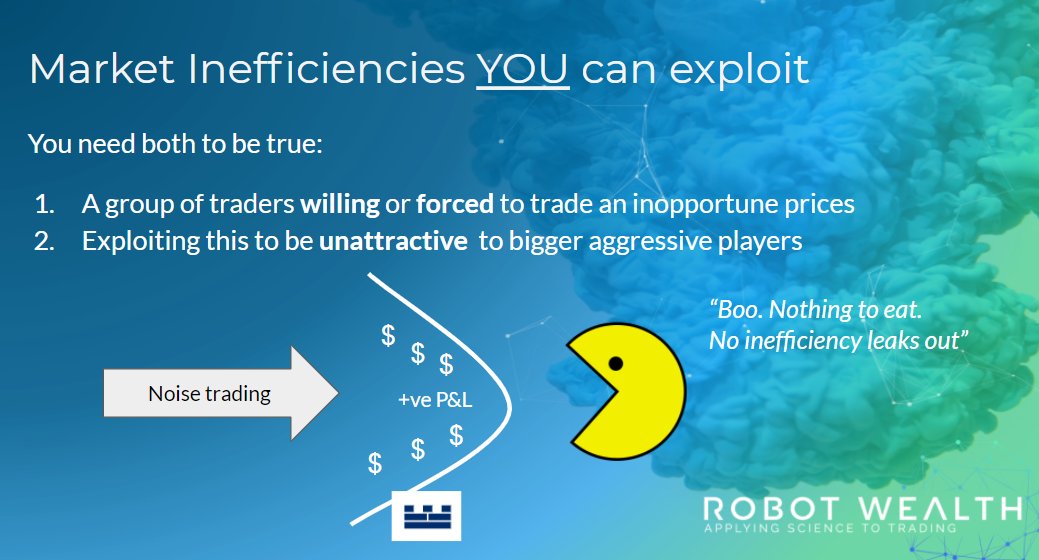 There's a reason Citadel buys order flow from Robinhood.Because they know it's noise trading.So they're confident they can "eat all the edge" so no tradeable inefficiencies escape.You can think of it as a big net around all the inefficiencies13/n