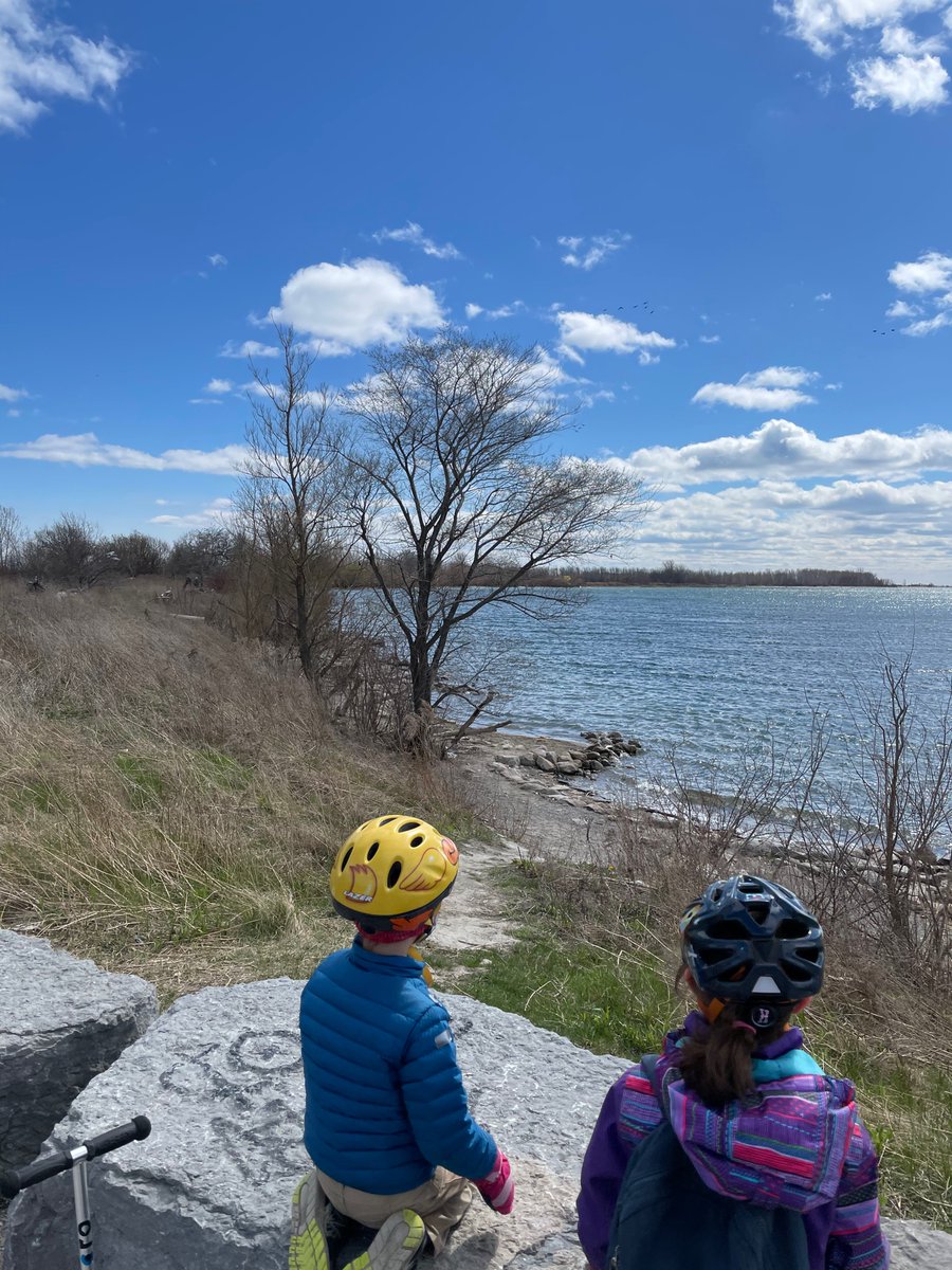 Tommy Thompson Park/Leslie spit, at the end of Leslie st. Bike/scoot on paved wide centre trail or walk along east or west walking trails. We saw a million different birds a few days ago. Beaches include fun looking metal dig debris/tiles. Lots to explore, kids walked for hours.