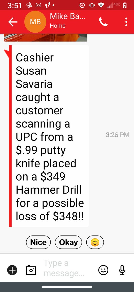 Not even a busy Inventory Day stops Susan from getting a recovery!! Awesome job Susan catching a UPC switch on a $349 Hammer Drill with a tag from a 99 cent putty knife!! #ontheball#readthescreean @BrentDeisig_HD @dannyhubbardHD @SteveCronin12 @amandalucken1 Ok