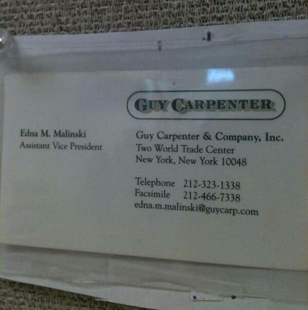 Denise8462's tweet image. Hi @deesnider ..it’s me...  had to share with ya.  My Mom survived #911. ❤️🙏#tower2.  Here’s her business card.    I’ll NEVER forget that day.