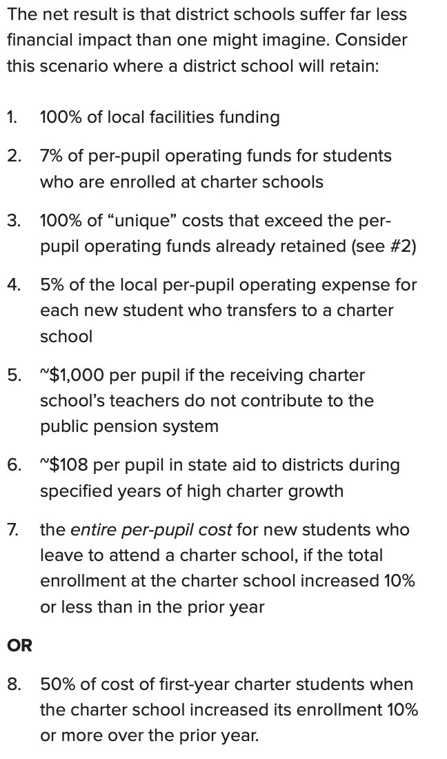 This part matches argument I hear a lot about how districts "make $$$" by sending Ss to charters.Question: Are we not funding schools enough (I know already you're going to say no- fair) or are the WRONG PEOPLE making the WRONG DECISIONS about how to spend? (yes) (not ever Ts!)