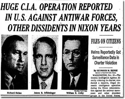 Angleton had been running Operation MHCHAOS since 1967. "Operation CHAOS contained files on 7,200 Americans, and a computer index totaling 300,000 civilians and approximately 1,000 groups" with absolutely zero proof that there was any Soviet influence on them