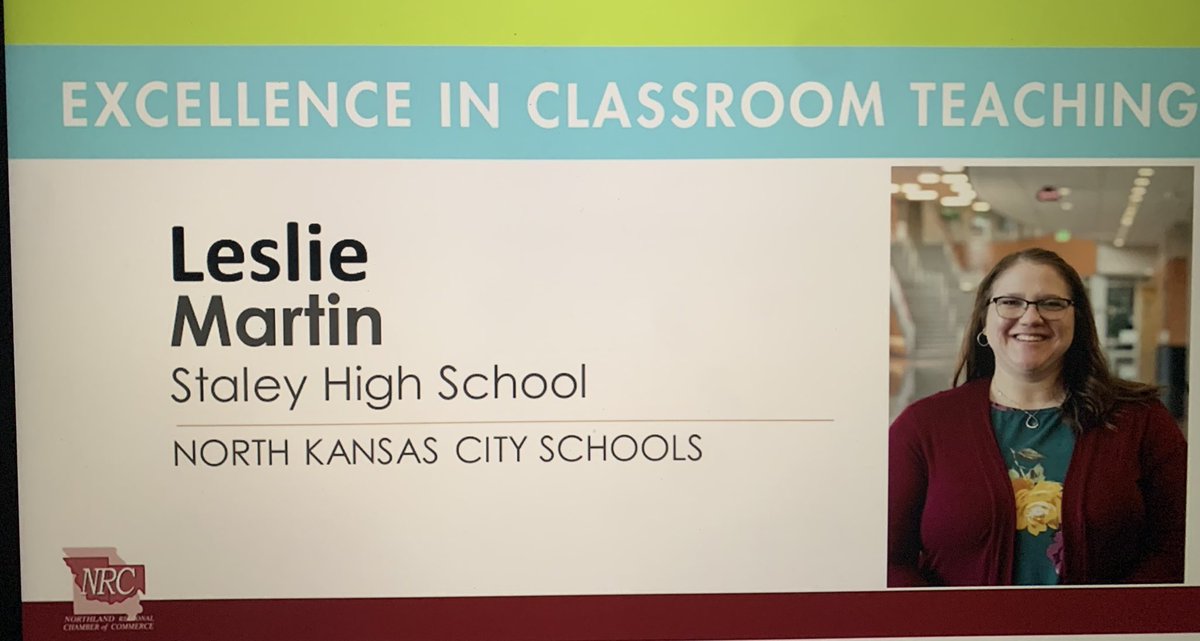 Our very own <a href="/lmartin0910/">Lesley Martin</a> was recognized by <a href="/northlandregion/">Northland Chamber</a> for Excellence in Teaching at tonight’s Virtual Banquet!  This is a well-deserved honor for this awesome teacher!  #StaleyStrong <a href="/NKCSchools/">NKC Schools</a> <a href="/StaleyPrincipal/">Dr. Larry Smith</a> <a href="/kkooi42/">Kevin Kooi</a> @jwheelernkc <a href="/jessihoffecker/">Jessica Hoffecker</a>