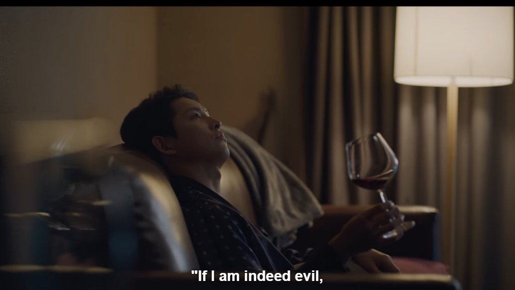 Ep 4 gives us a metaphor of this he says ¨If I am evil it is because of you ¨ and proceeds to drink the wine.he does this because he does not want to lower his guard and help CHBECAUSE IT'S ALREADY TIED, let's go to the next scene #Vincenzo