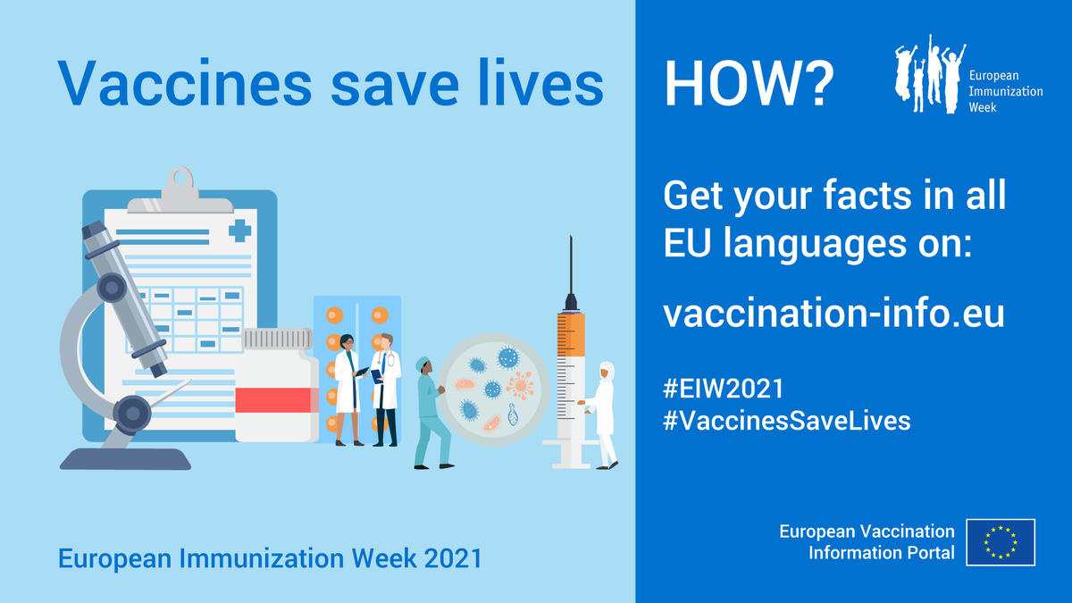 How do #vaccines work? How do they save lives? 
If you have a doubt, check the #EU #vaccination portal and learn more about vaccines and especially #COVID19Vaccine.
🔬vaccination-info.eu/en

#EuropeanImmunizationWeek #EIW2021  #VaccinesWork #CoalitionForVaccination #SafeVaccines