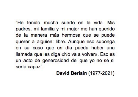 Bon dia. David Beriain, in memoriam. ACS

#LlibertatPresosPolitics #FreeCatalanPoliticalPrisoners #ExilisMaiMés #FreeTothom