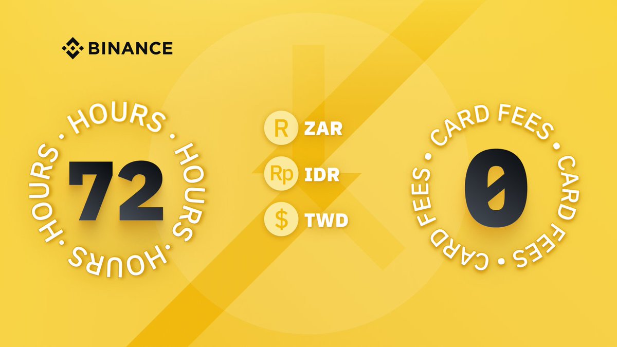 72-Hour Flash Deal: ZERO Fees to Buy Crypto with $IDR, $TWD and $ZAR Using  Visa or MasterCard 💳! ➡️ https://t.co/vZGPi3xwPH