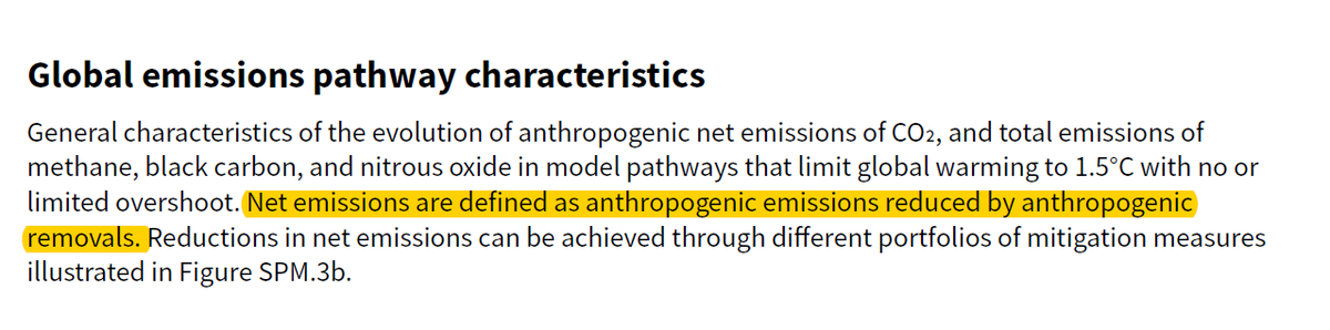 The most famous sentence in SR15, uses "net zero" or "net anthropogenic CO₂ emissions".Elsewhere it is explained that net-zero means balance of emissions & removals.So really, "net zero" is scientific shorthand?7/