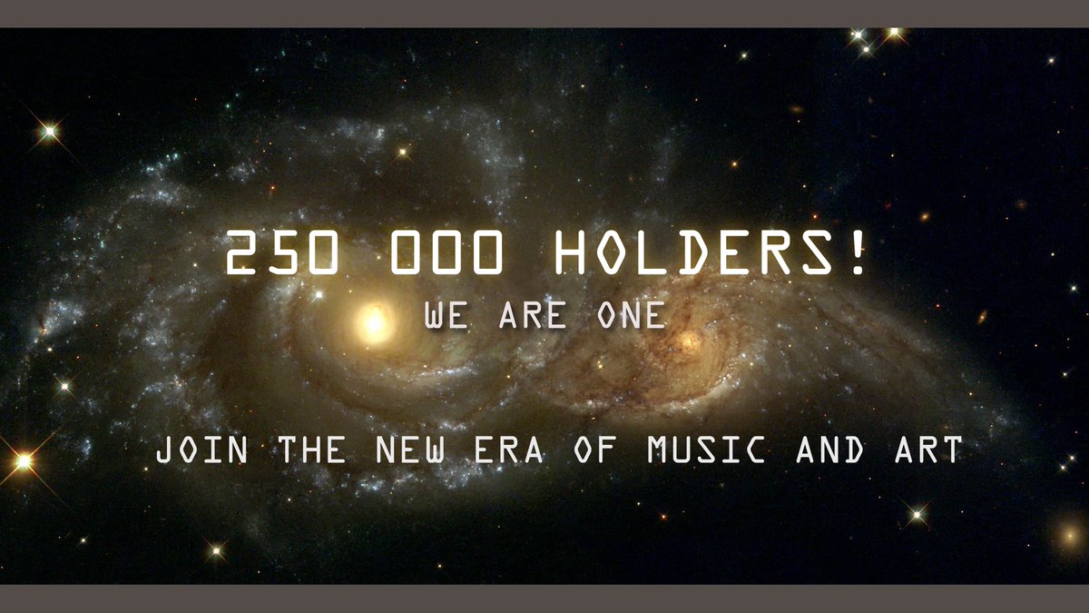 1/4 Million holders of NFTART!! ❤️❤️ After just one month, and even before the platform Beta-launch, 250K people have joined this music &amp; art revolution. You guys have set the bar really high, and we are confident that we will meet your expectations. This is just the start! /Devs