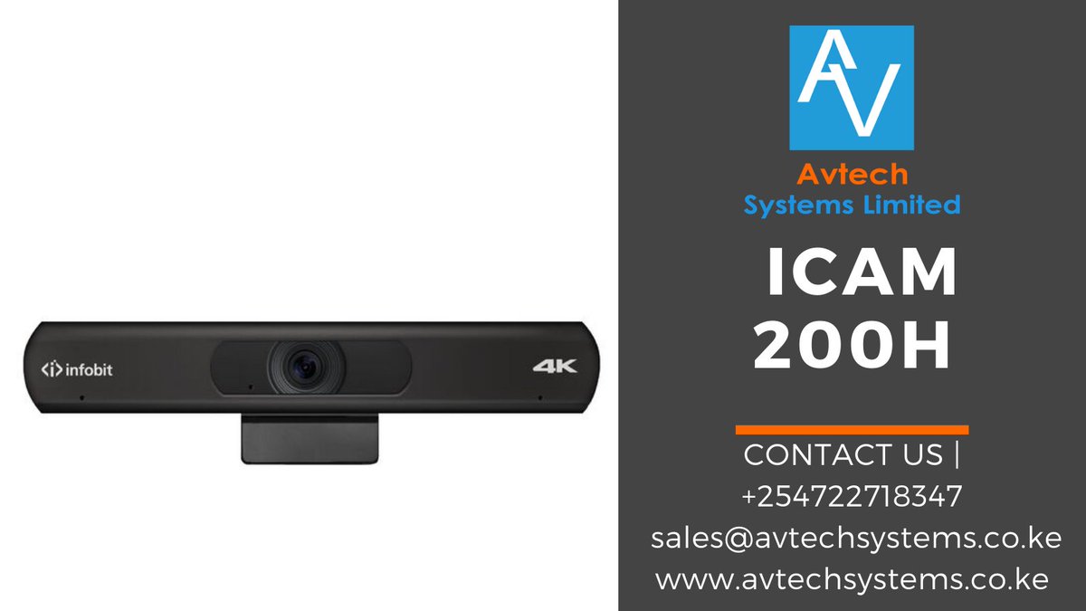 AvtechSystems's tweet image. iCam 200H: 4K Conference Camera with Auto Framing, 120° Ultra-wide view angle, 2 built-in mic with 12 meters pickup range. ePTZ and HDMI output.martha koome #HappyBirthdayJBMuturi #Kenya philip ochieng