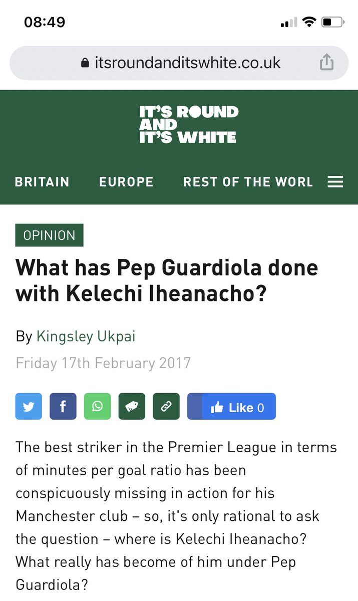 Is it far fetched if we say Pep Guardiola’s unfair treatment of Kelechi Iheanacho at City had a huge role in his development even after leaving them? He was just 18, tore the U-17 WC apart, even Pellegrini placed him above Wilf Bony in the pecking order. But Pep happened.