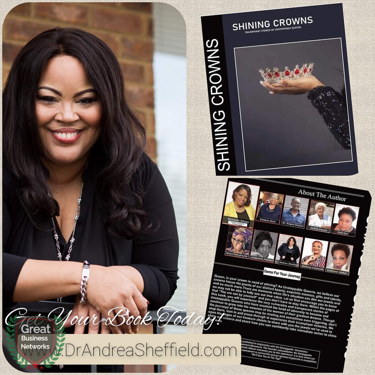 GreatBookSource's tweet image. New Book Alert! Shining Crowns Volume 1 Anthology
drandreasheffield.com
Get this great book by Dr. Andrea Sheffield and 9 other courageous women that have shared their stories of how they triumphed over adversity AND how you can too!