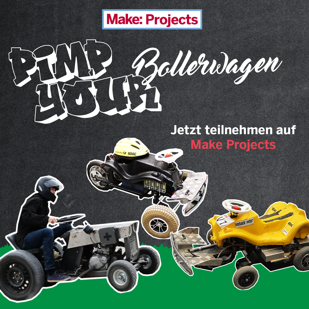 MakeMagazinDE's tweet image. Zum Vatertag mit einem einfachen Bollerwagen losziehen? Pah, das können Maker doch besser. Zeigt uns eure Fahrzeug-Hacks bei der Bollerwagen-Challenge! 🚜🔧 Die Gewinner bekommen eins von drei Make Mini-Abo Plus und werden in der nächsten Make gezeigt. #makeprojects