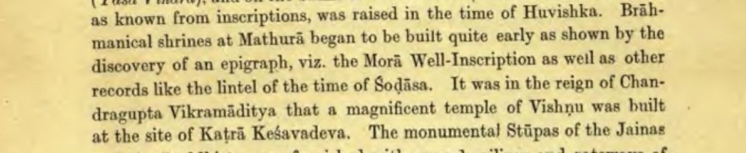 However, the worship at the Katra Mound has been going on for a long time. The stupa remains are from the sixth century. If there was so much violence between Hindus and Buddhists(which I reject), one should consider the possibility of a temple being destroyed by the Kushanas.