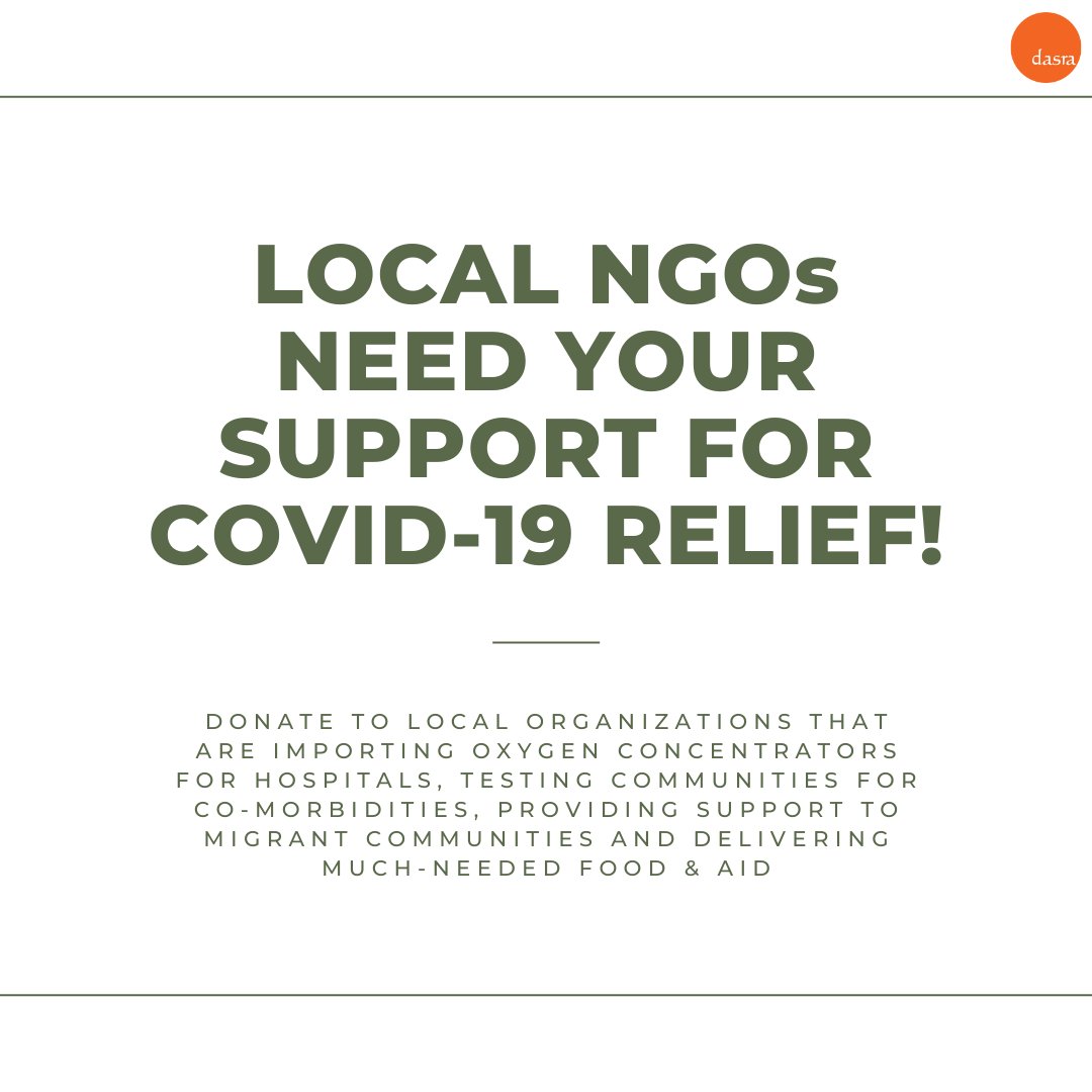 Urgent thread:  #DONATE to local NGOs providing last-mile support to communities!With India recording 350,000+ new cases on April 25, our healthcare system has buckled, migrants are leaving cities in droves & marginalized communities across India are bearing the brunt of  #COVID.