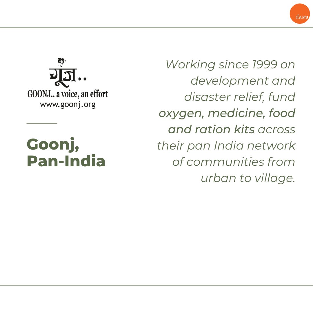 Goonj | Pan IndiaFund  #oxygen, medicine, food and  #rationkits across their pan India network of communities from urban to village:  https://goonj.org/  #donate  #COVIDsupport  #Covid19IndiaHelp