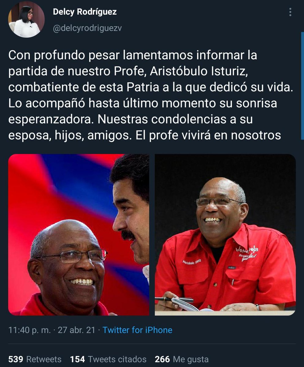 irisvarela's tweet photo. ¡Hasta siempre querido camarada, qué gran vacío dejas en la vida nacional! https://t.co/4tNNfBp2UW
