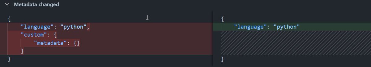 3/ It also shows you a diff of the metadata which you can collapse.