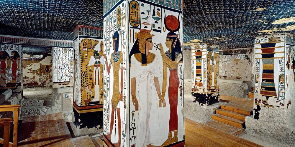 We'll see two tombs located in the Valley of the Queens. First, Nefertari's tomb. Nefertari was the Great Wife of Ramesses II (Ramesses the Great). Her name means "beautiful companion" and she was his favorite wife & he referred to her as "the one for whom the sun shines." Her...