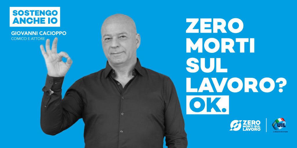 🎭 Anche il comico e attore Giovanni Cacioppo sostiene la campagna della Uil.
Perché su #ZeroMortiSulLavoro non si scherza, è una battaglia che riguarda tutti.
<a href="/CACIOPPO65/">Giovanni Cacioppo</a>